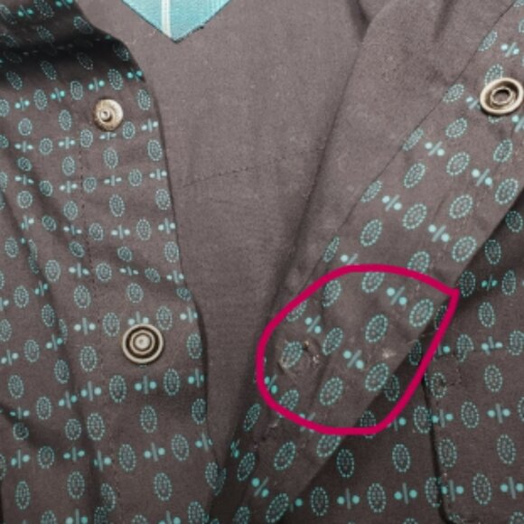 Panhandle Pearl Snap Men's Shirt Size Medium Tall Western Casual Green Dark Grey - Picture 13 of 14